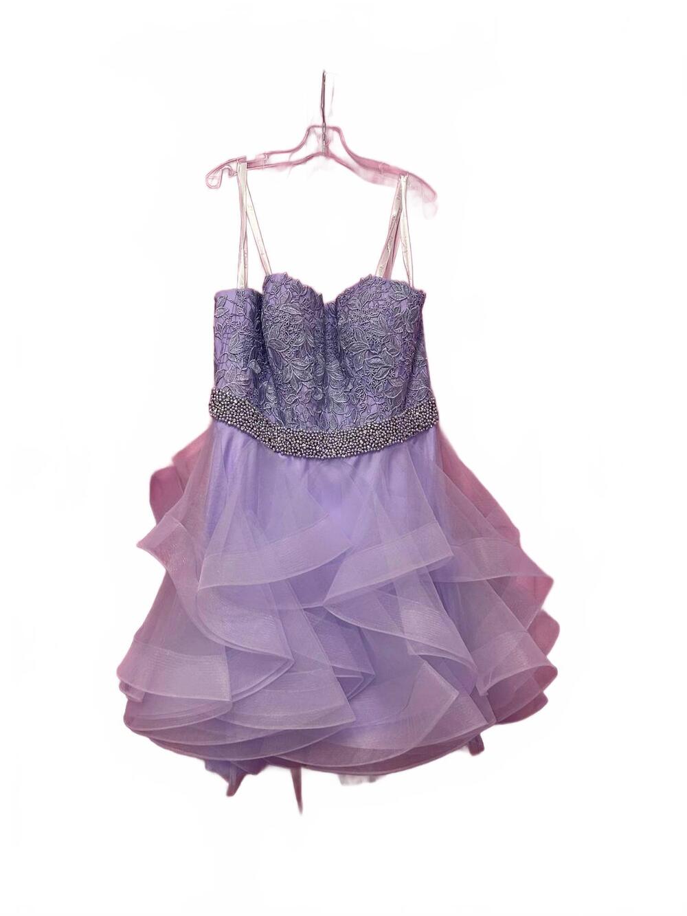 NEW JOVANI girl's fit and flare embellished belt dress in lilac